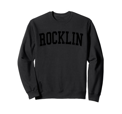 Rocklin Ca Distressed Black Varsity Sweatshirt - Trendy Graphic for Adults - T-Shirt, Sweatshirt, Hoodie