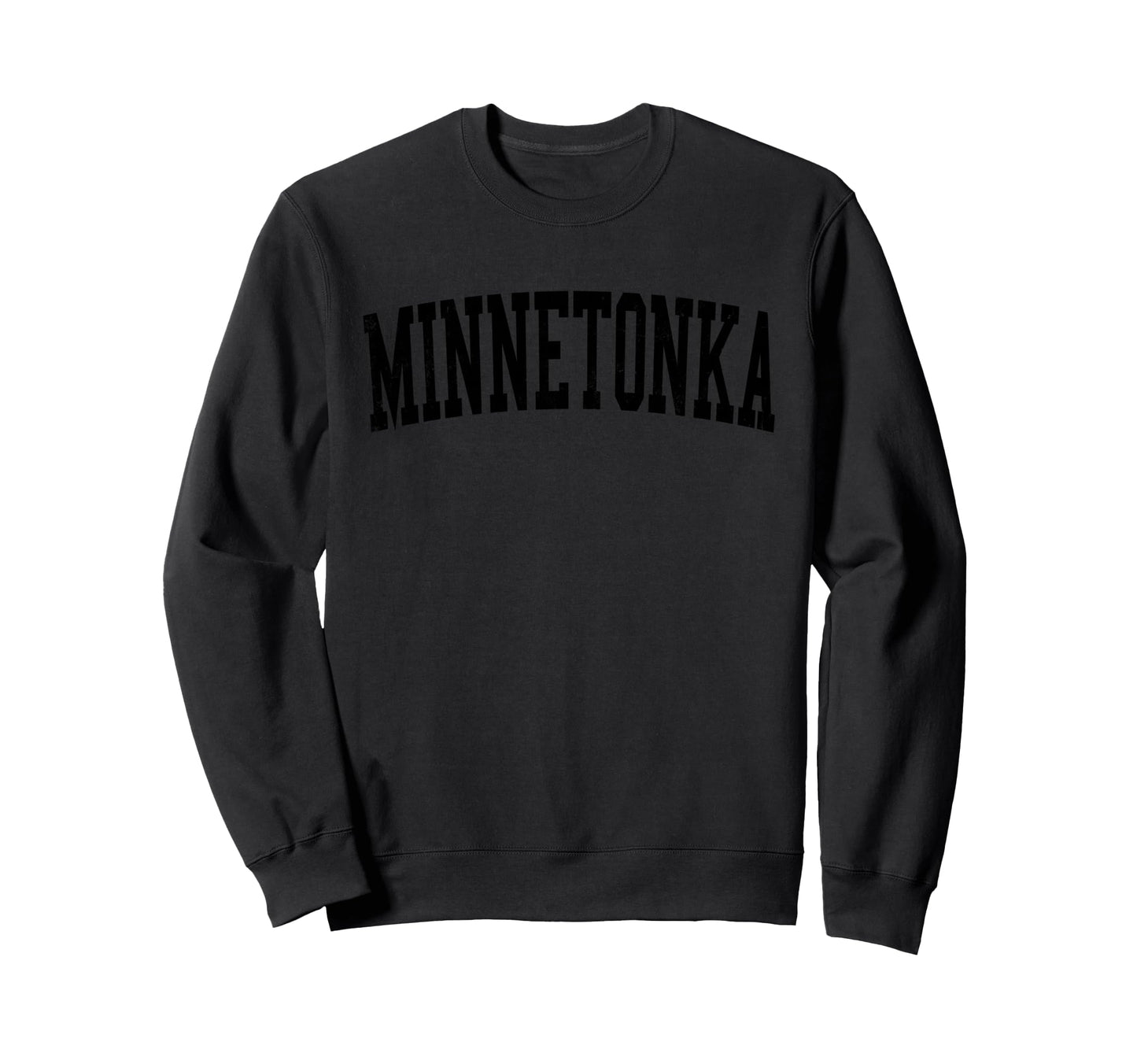 Minnetonka Mn Distressed Black Sweatshirt - Novelty Apparel for Adults - T-Shirt, Sweatshirt, Hoodie