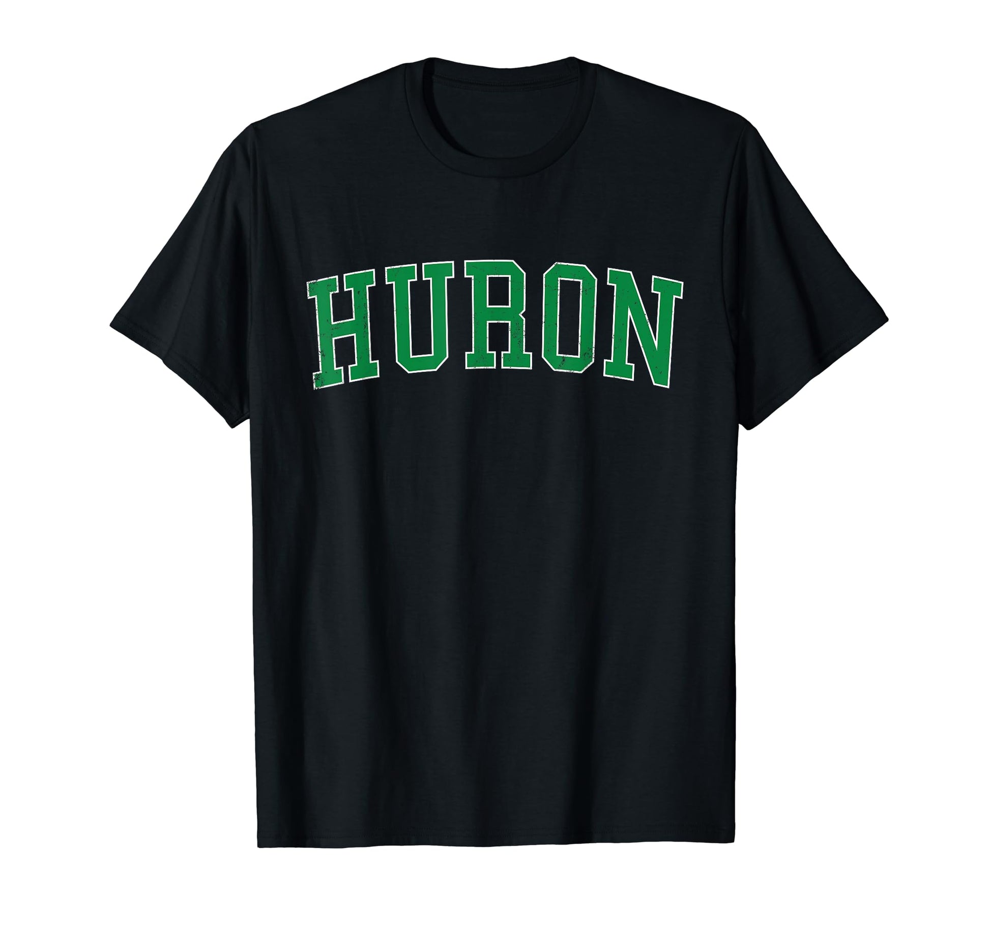 Huron Sd Distressed Green Varsity T-Shirt - Unique Graphic for Adults - T-Shirt, Sweatshirt, Hoodie