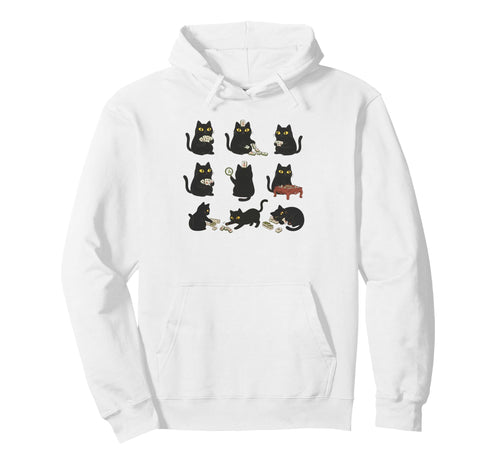 Black Cat Playing Mahjong Chinese Hoodie - Casual Everyday Wear for Adults - T-Shirt, Sweatshirt, Hoodie