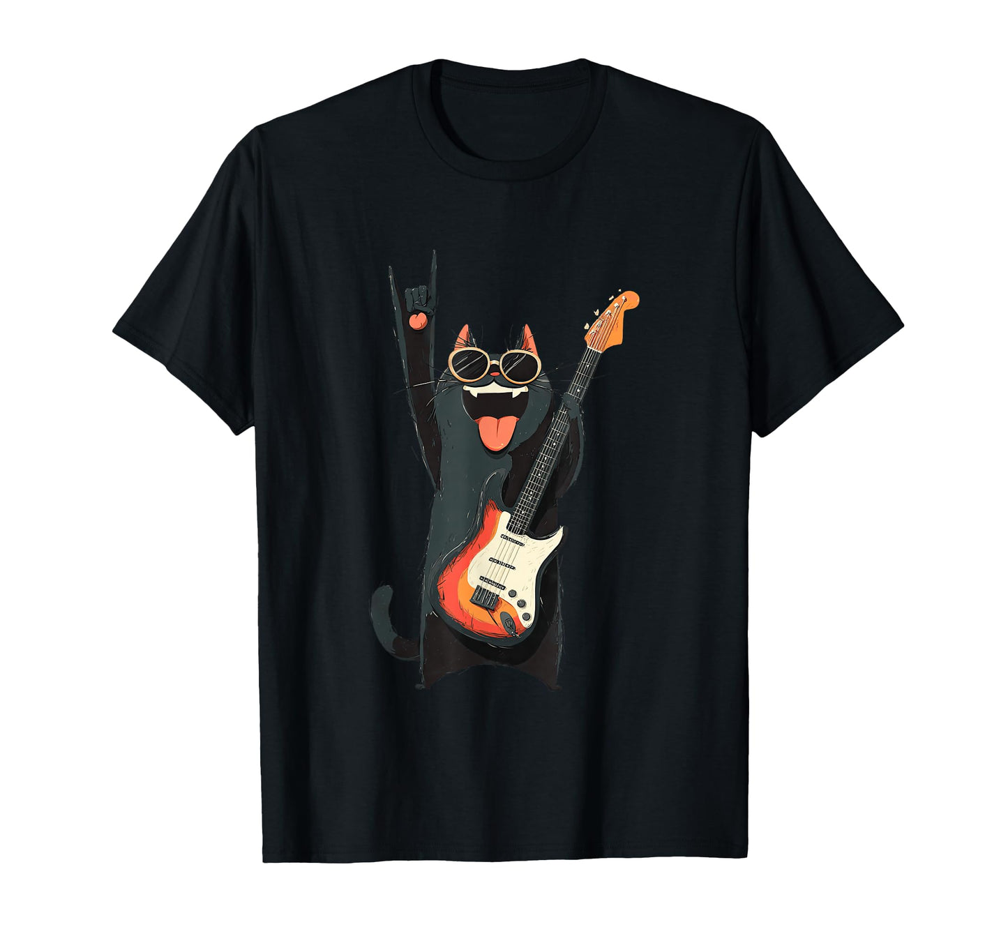 Cat Guitar Lover Rock Music T-Shirt - Novelty Apparel Men Women - T-Shirt, Sweatshirt, Hoodie