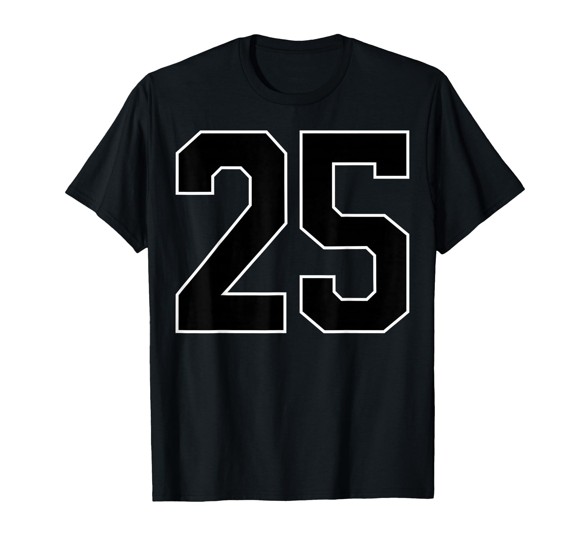 Black Sports Team Number 25 Fan T-Shirt - Trendy Graphic for Adults - T-Shirt, Sweatshirt, Hoodie