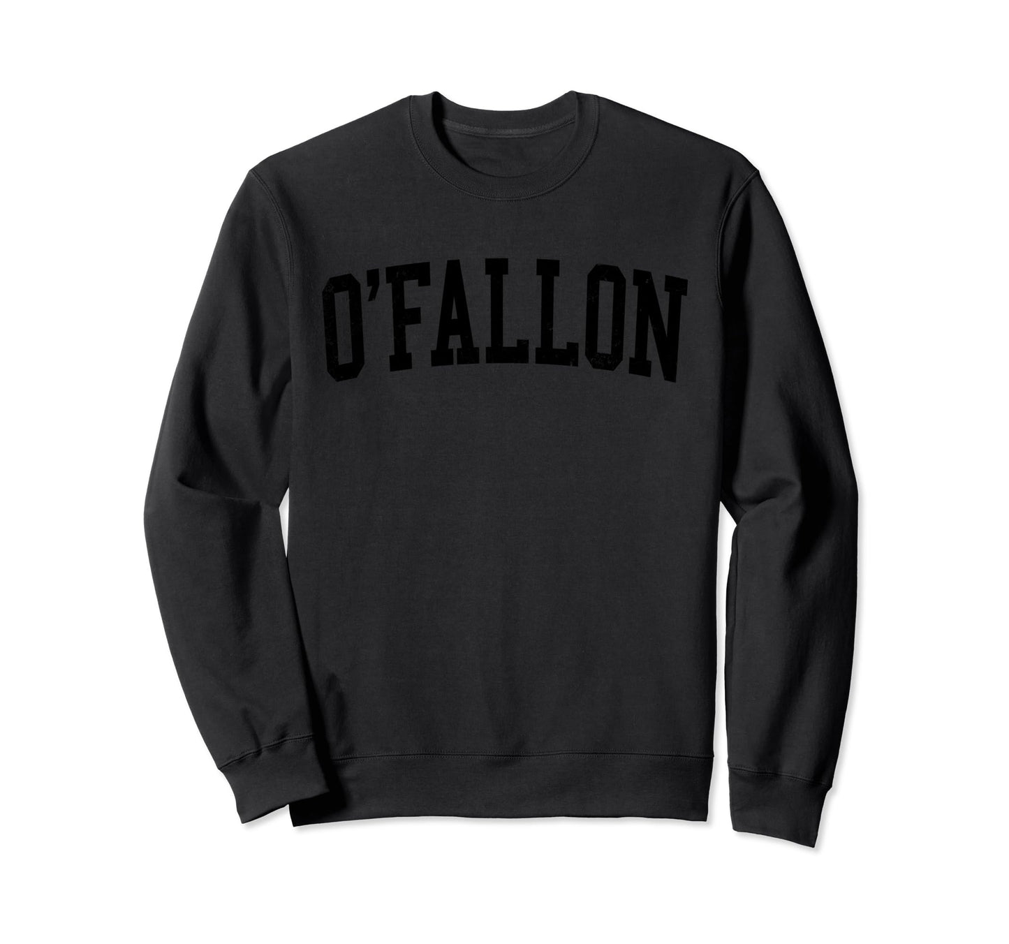 Ofallon Mo Distressed Black Varsity Sweatshirt - Minimalist Print Men Women - T-Shirt, Sweatshirt, Hoodie