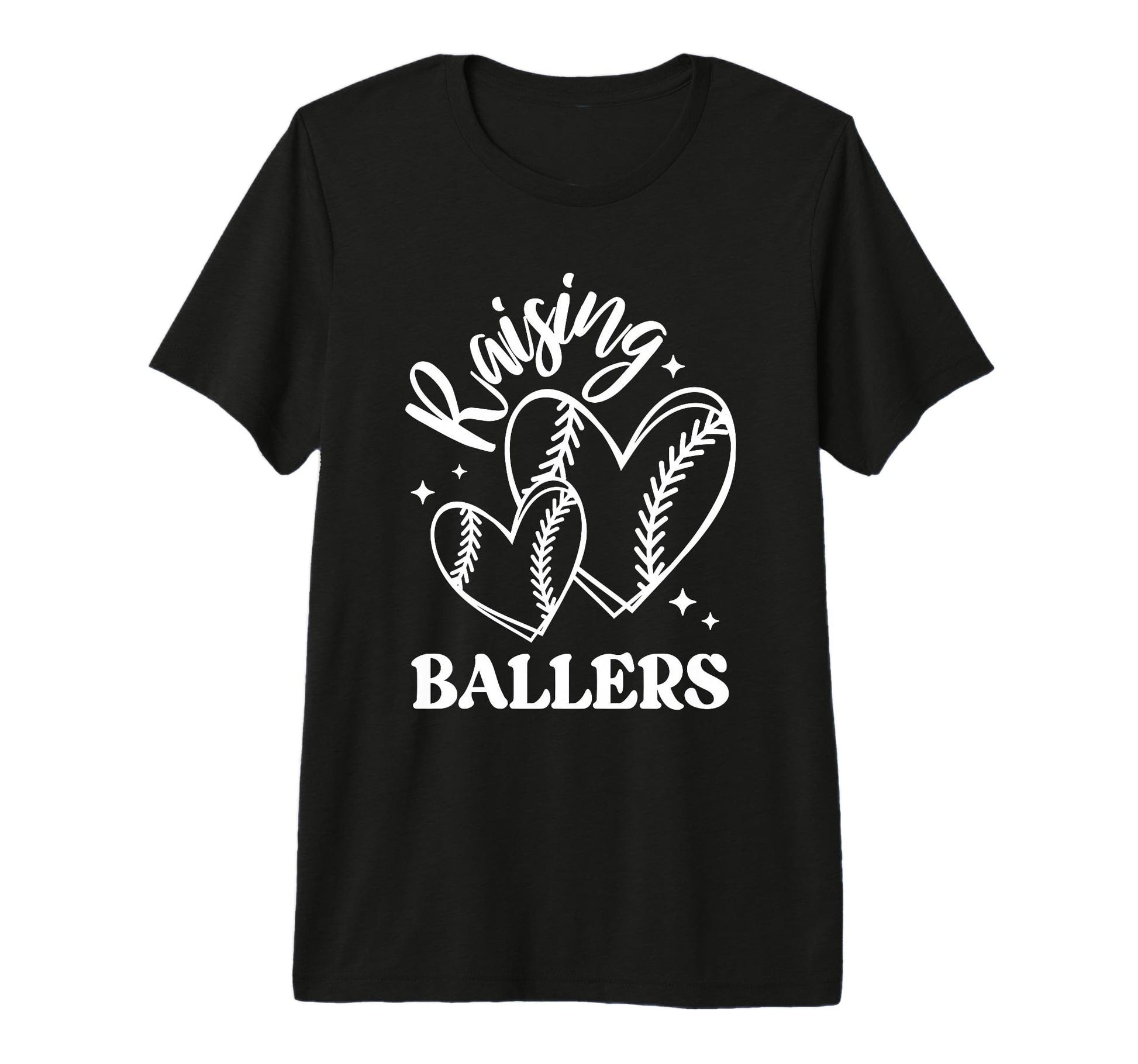 Raising Ballers Baseball Mom Heart Stitch T-Shirt - Trendy Graphic Unisex - T-Shirt, Sweatshirt, Hoodie