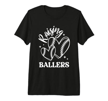 Raising Ballers Baseball Mom Heart Stitch T-Shirt - Trendy Graphic Unisex - T-Shirt, Sweatshirt, Hoodie