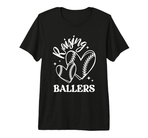 Raising Ballers Baseball Mom Heart Stitch T-Shirt - Trendy Graphic Unisex - T-Shirt, Sweatshirt, Hoodie