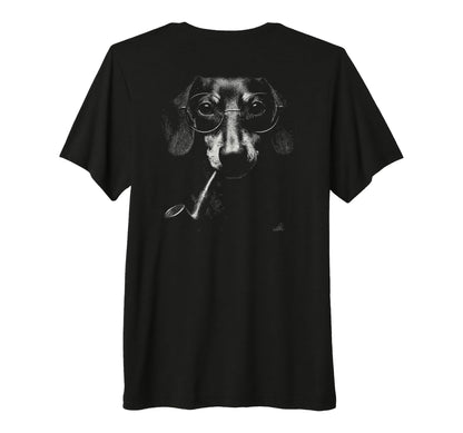 Dachshund Smoking Pipe Glasses Grunge T-Shirt - Custom Art Print Men Women - T-Shirt, Sweatshirt, Hoodie