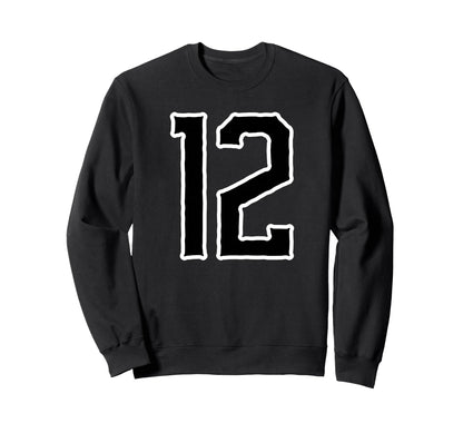 White Black Sport Team Number 12 Sweatshirt - Streetwear Style for Adults - T-Shirt, Sweatshirt, Hoodie