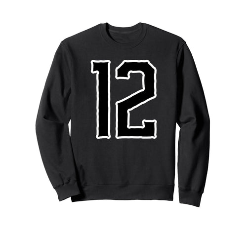 White Black Sport Team Number 12 Sweatshirt - Streetwear Style for Adults - T-Shirt, Sweatshirt, Hoodie