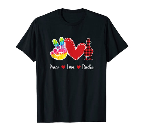 Red Plaid Buffalo Tartan Peace Love T-Shirt - Casual Everyday Wear Unisex - T-Shirt, Sweatshirt, Hoodie