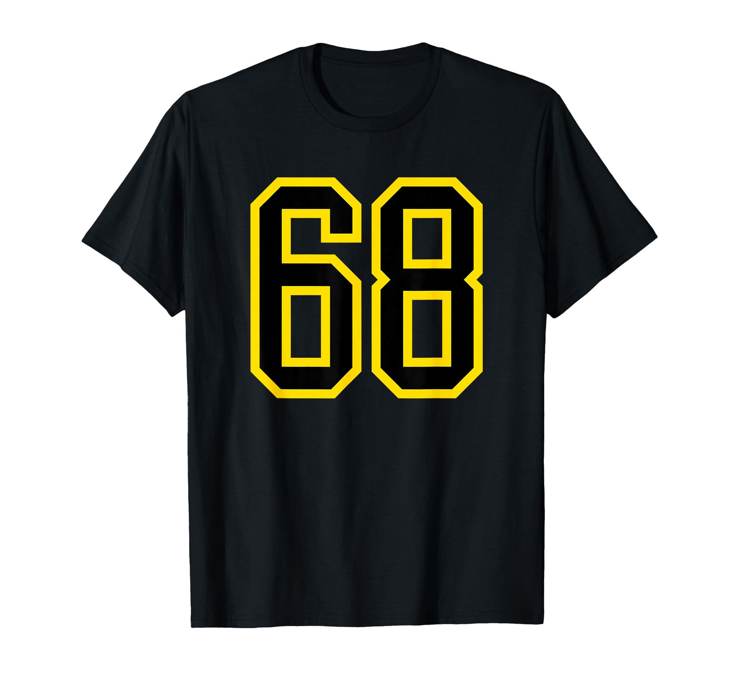 Yellow Black Sport Team Number 68 T-Shirt - Graphic Print Unisex - T-Shirt, Sweatshirt, Hoodie