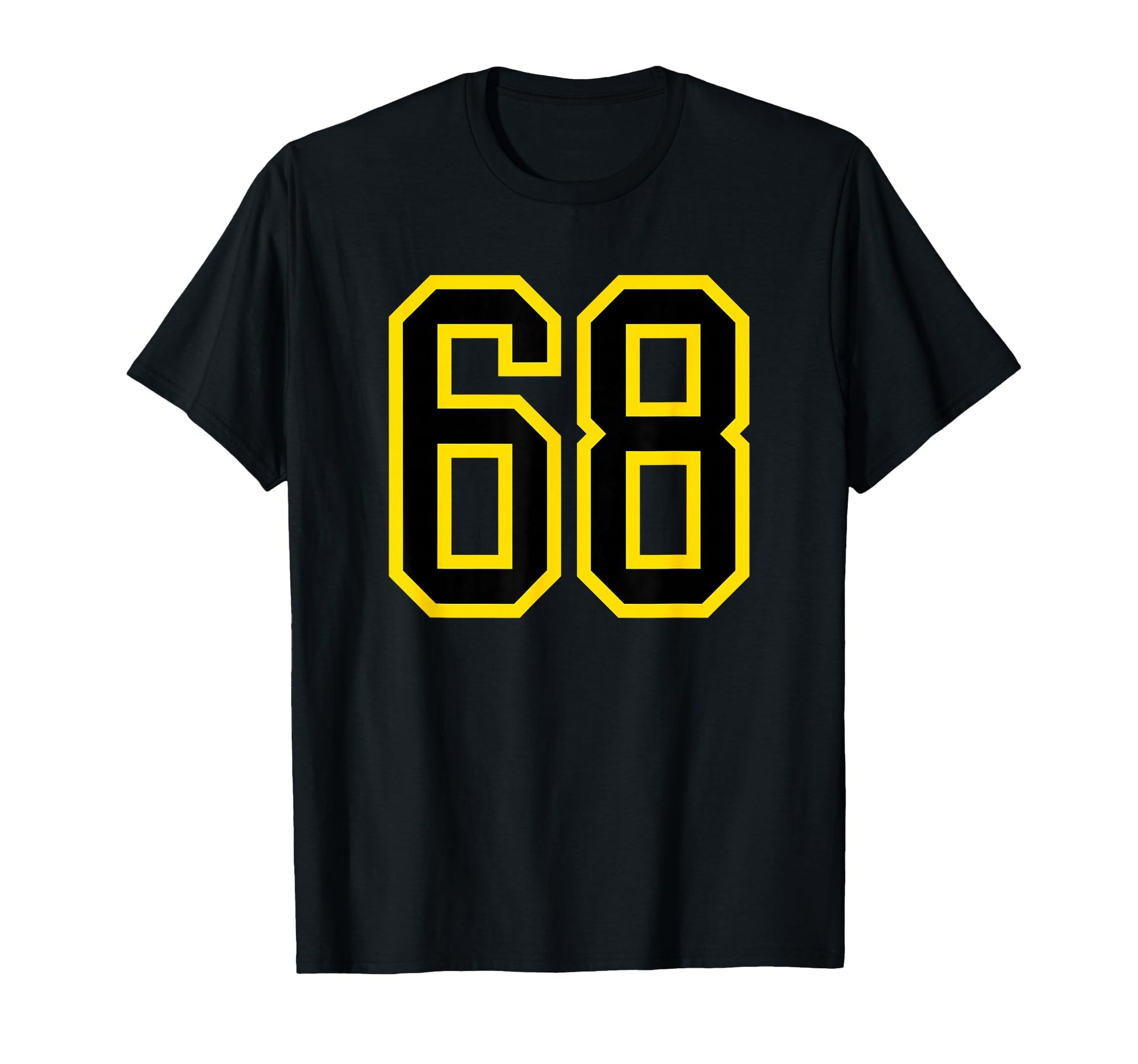 Yellow Black Sport Team Number 68 T-Shirt - Graphic Print Unisex - T-Shirt, Sweatshirt, Hoodie