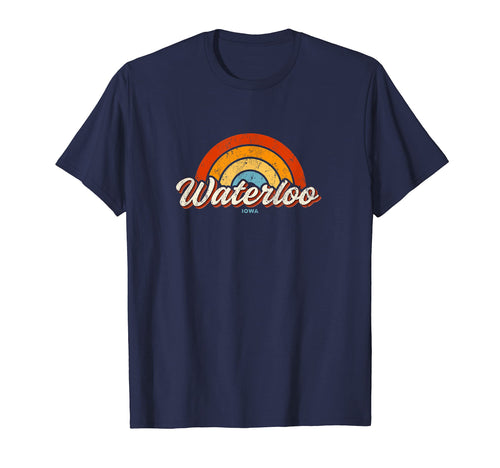 Waterloo Iowa Ia Rainbow 70S T-Shirt - Unique Graphic Unisex - T-Shirt, Sweatshirt, Hoodie