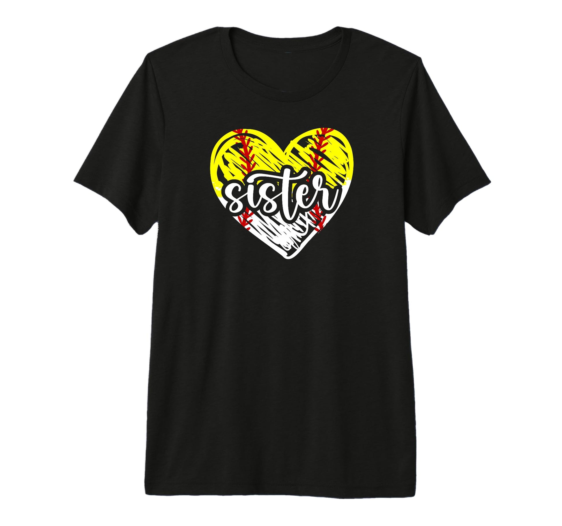 Softball Baseball Sister Heart Baseball T-Shirt - Trendy Graphic Unisex - T-Shirt, Sweatshirt, Hoodie