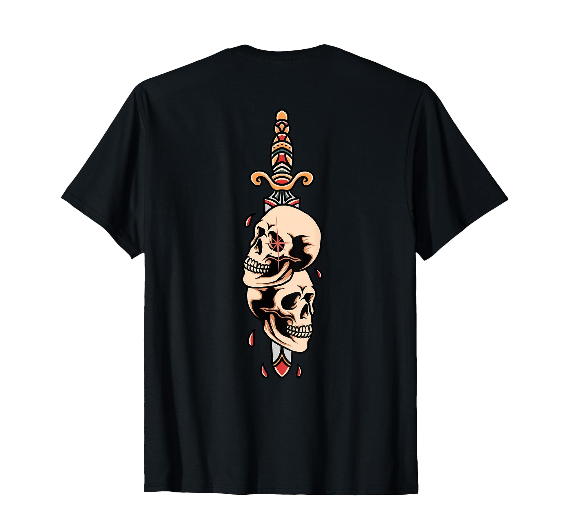 Sword Skulls Backprint Sad Aesthetic T-Shirt - Fun Novelty Design Unisex - T-Shirt, Sweatshirt, Hoodie