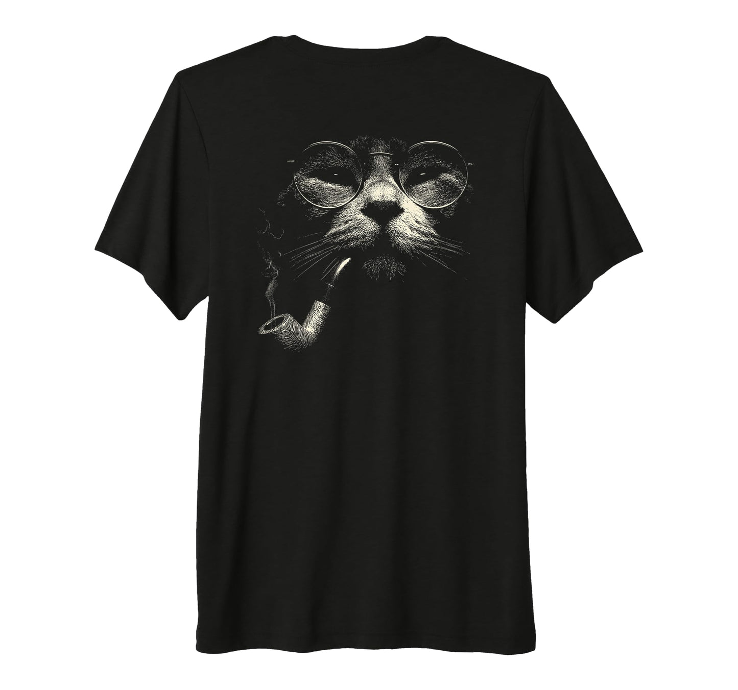Cat Smoking Pipe Glasses Meme Grunge T-Shirt - Custom Art Print for Adults - T-Shirt, Sweatshirt, Hoodie