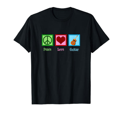Peace Love Guitar T-Shirt - Casual Everyday Wear Men Women - T-Shirt, Sweatshirt, Hoodie