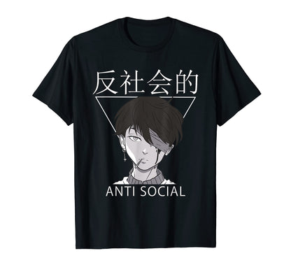 Japan E Sad Grunge Anime Kanji Anti T-Shirt - Custom Art Print Unisex - T-Shirt, Sweatshirt, Hoodie