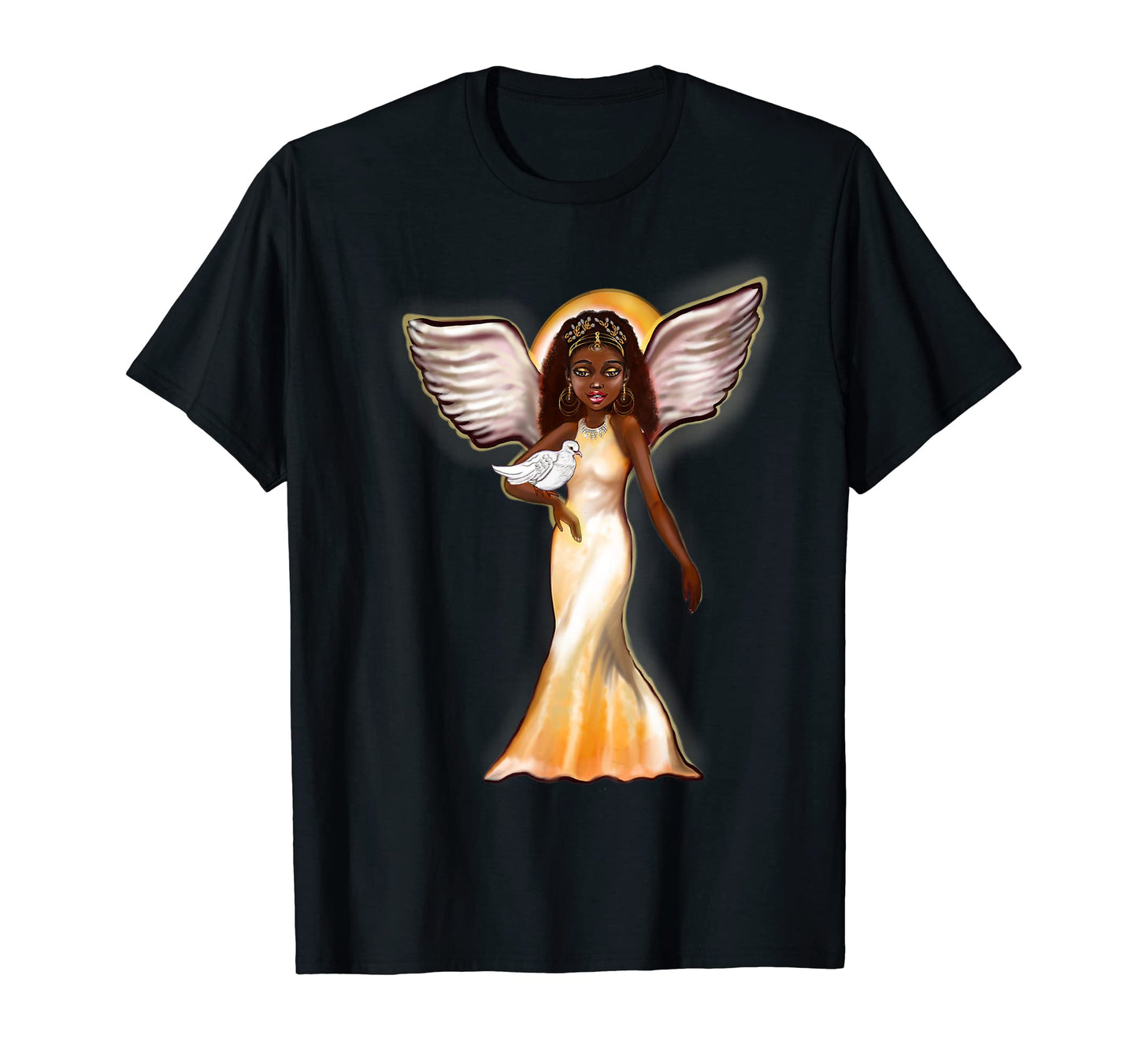 Angel And Dove Black Angel Peace T-Shirt - Aesthetic Graphic Men Women - T-Shirt, Sweatshirt, Hoodie