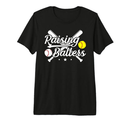 Mens Raising Ballers Softball Baseball T-Shirt - Minimalist Print Unisex - T-Shirt, Sweatshirt, Hoodie