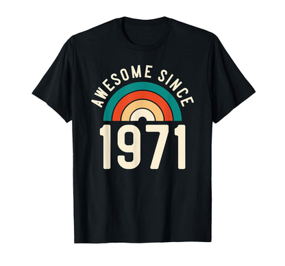Awesome Since 1971 Rainbow 51St T-Shirt - Novelty Apparel for Adults - T-Shirt, Sweatshirt, Hoodie