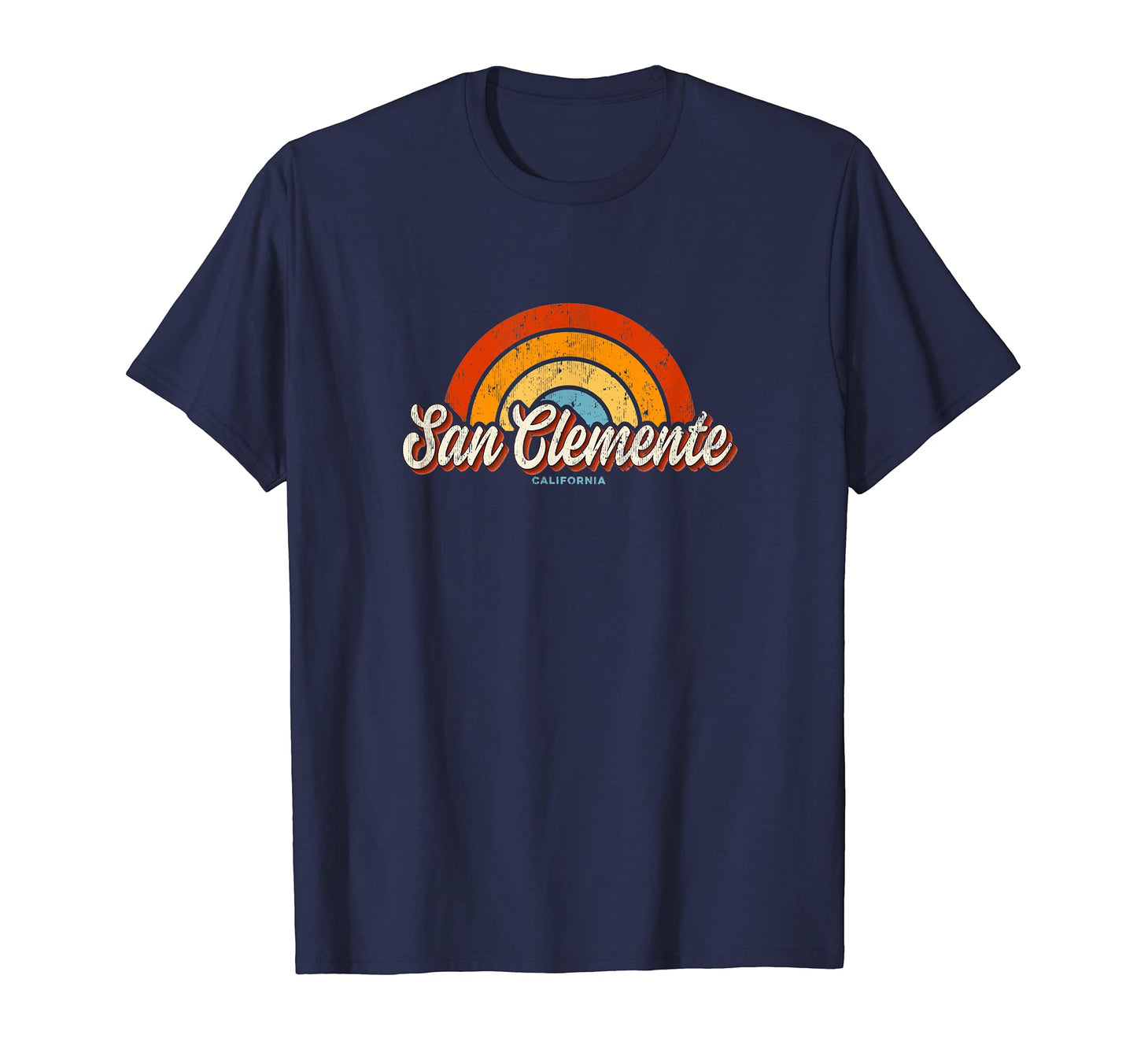 San Clemente California Ca Rainbow 70S T-Shirt - Custom Art Print Men Women - T-Shirt, Sweatshirt, Hoodie