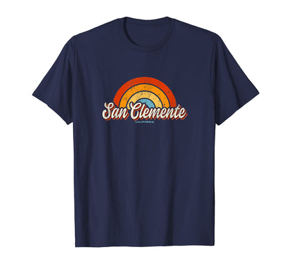 San Clemente California Ca Rainbow 70S T-Shirt - Custom Art Print Men Women - T-Shirt, Sweatshirt, Hoodie
