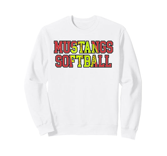 Mustangs Softball Mom Red Mustang Sweatshirt - Unique Graphic for Adults - T-Shirt, Sweatshirt, Hoodie