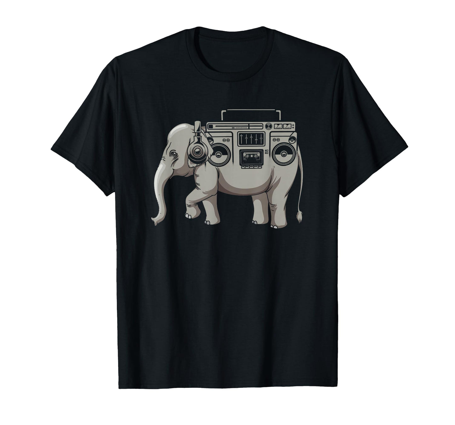 Ghetto Blaster Elephant Boombox Cassette T-Shirt - Minimalist Print Unisex - T-Shirt, Sweatshirt, Hoodie
