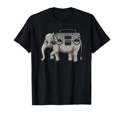 Ghetto Blaster Elephant Boombox Cassette T-Shirt - Minimalist Print Unisex - T-Shirt, Sweatshirt, Hoodie