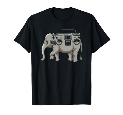 Ghetto Blaster Elephant Boombox Cassette T-Shirt - Minimalist Print Unisex - T-Shirt, Sweatshirt, Hoodie