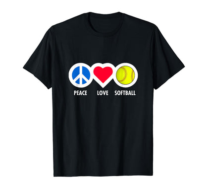 Peace Love Softball Fun Softball Fan T-Shirt - Unique Graphic Unisex - T-Shirt, Sweatshirt, Hoodie