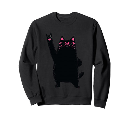 Cat Black Cat Rock And Roll Funny Sweatshirt - Casual Everyday Wear Unisex - T-Shirt, Sweatshirt, Hoodie