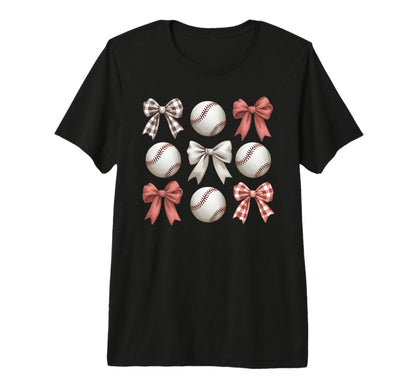 Baseball Coquette Bow Mom Sister Tri Blend T-Shirt - Trendy Graphic Unisex - T-Shirt, Sweatshirt, Hoodie