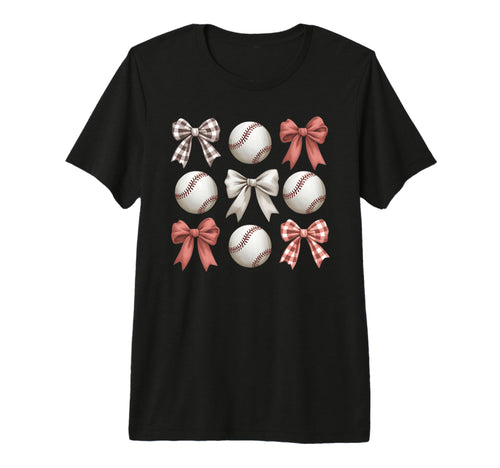 Baseball Coquette Bow Mom Sister Tri Blend T-Shirt - Trendy Graphic Unisex - T-Shirt, Sweatshirt, Hoodie