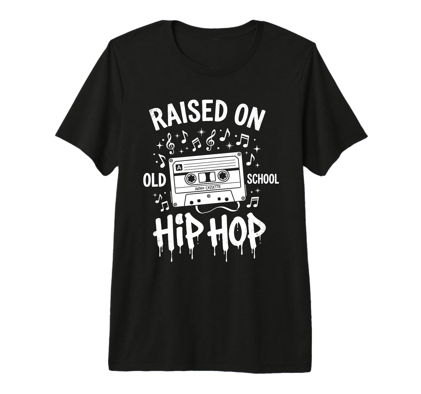 Raised Old School Hip Hop Cassette Tape T-Shirt - Minimalist Print Unisex - T-Shirt, Sweatshirt, Hoodie