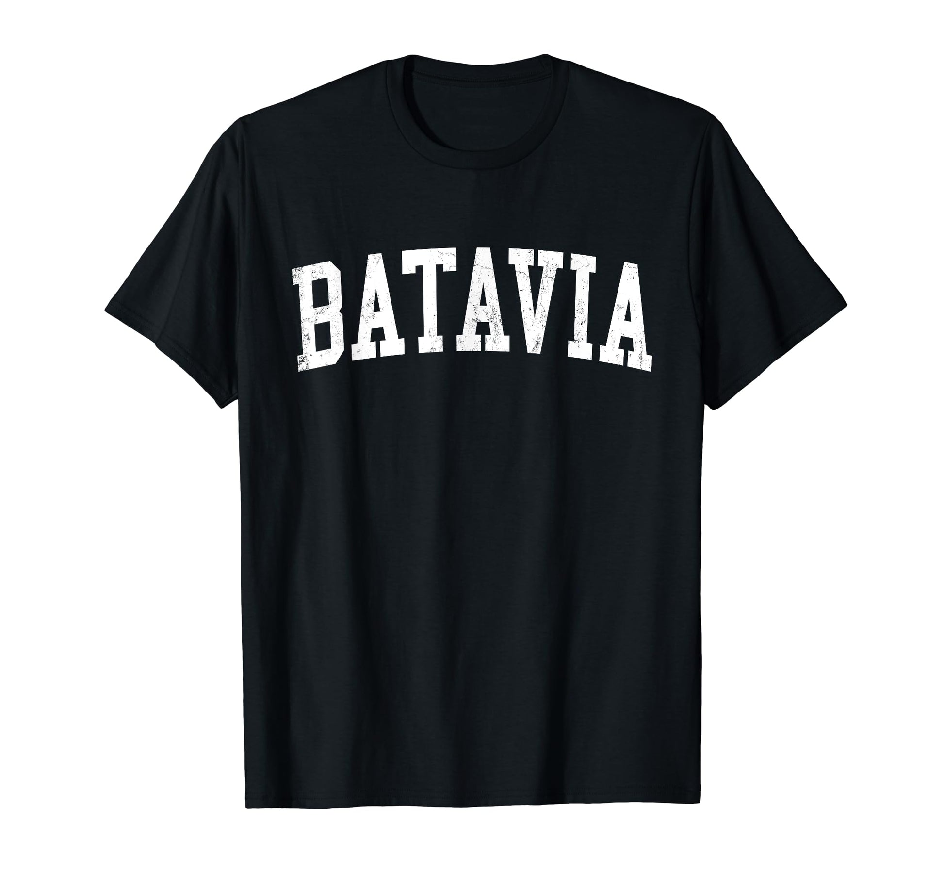Batavia Il Distressed White Varsity T-Shirt - Fun Novelty Design Unisex - T-Shirt, Sweatshirt, Hoodie