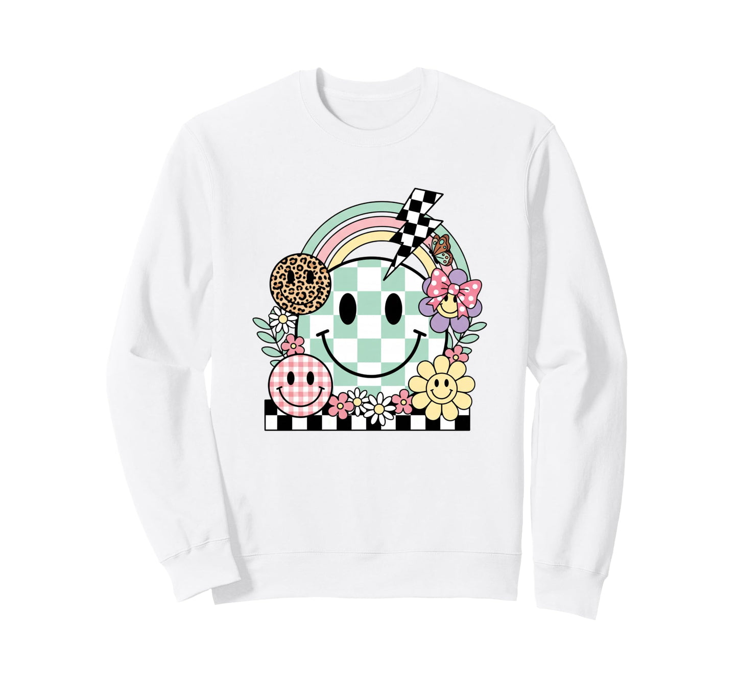 Daisy Rainbow Nature Smiling Face Sweatshirt - Aesthetic Graphic Men Women - T-Shirt, Sweatshirt, Hoodie