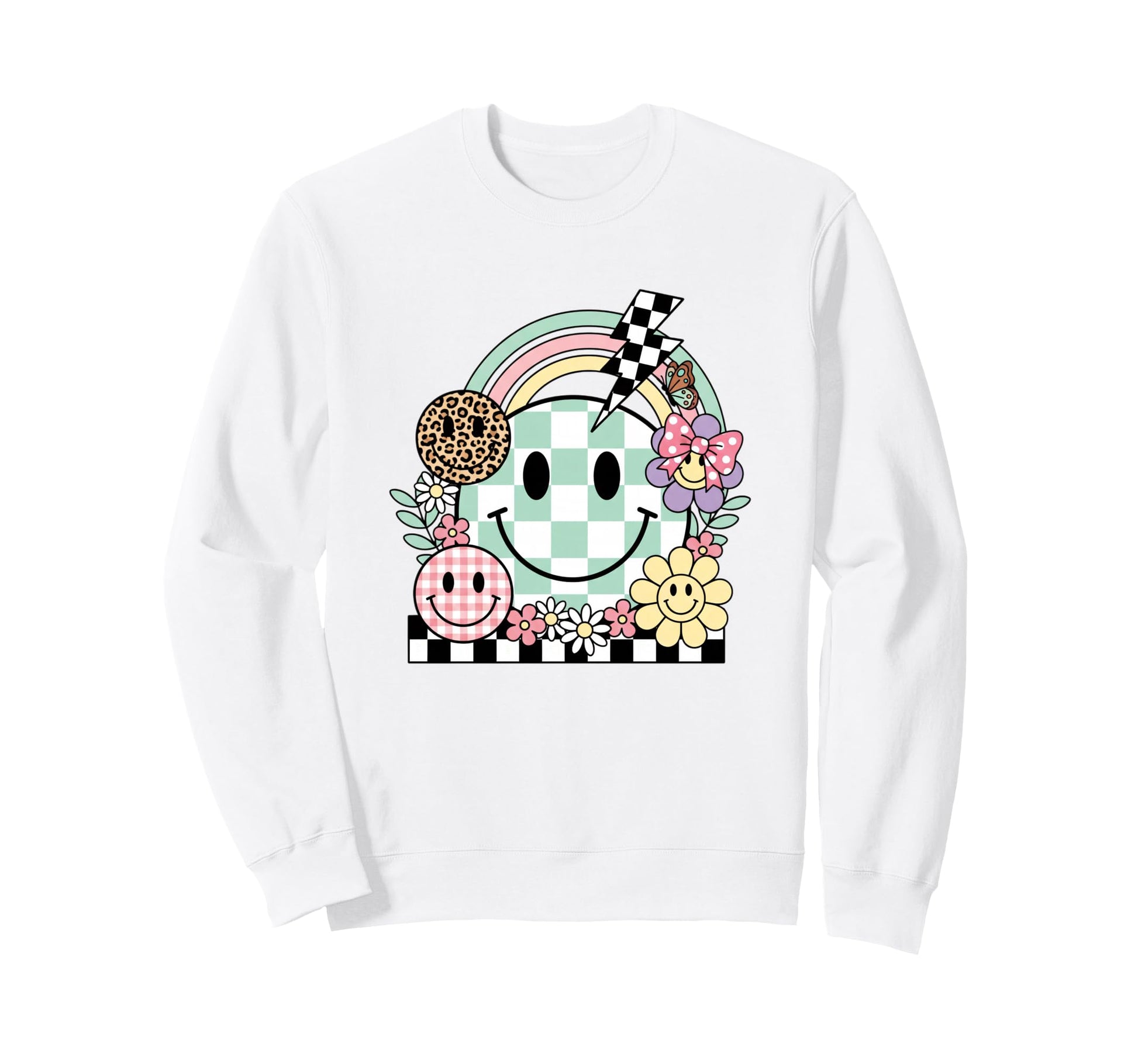 Daisy Rainbow Nature Smiling Face Sweatshirt - Aesthetic Graphic Men Women - T-Shirt, Sweatshirt, Hoodie
