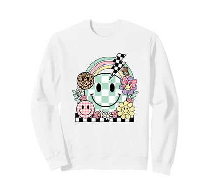 Daisy Rainbow Nature Smiling Face Sweatshirt - Aesthetic Graphic Men Women - T-Shirt, Sweatshirt, Hoodie