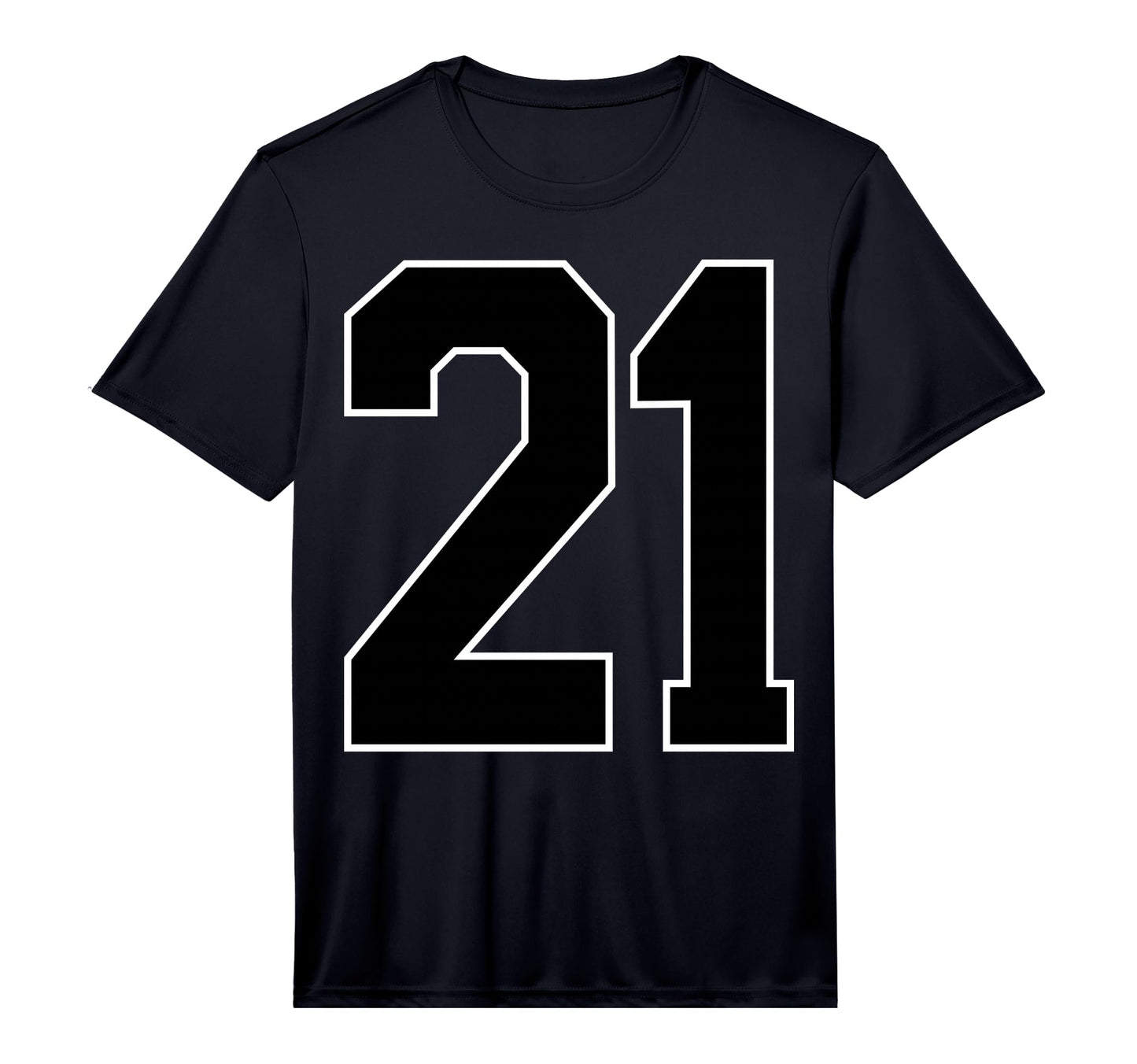Black Sports Team Number 21 Fan T-Shirt - Minimalist Print Unisex - T-Shirt, Sweatshirt, Hoodie