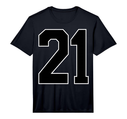 Black Sports Team Number 21 Fan T-Shirt - Minimalist Print Unisex - T-Shirt, Sweatshirt, Hoodie