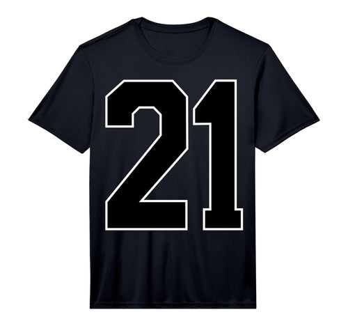 Black Sports Team Number 21 Fan T-Shirt - Minimalist Print Unisex - T-Shirt, Sweatshirt, Hoodie