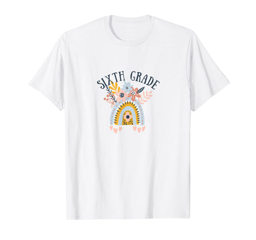 Sixth Grade Teacher Boho Rainbow T-Shirt - Custom Art Print for Adults - T-Shirt, Sweatshirt, Hoodie