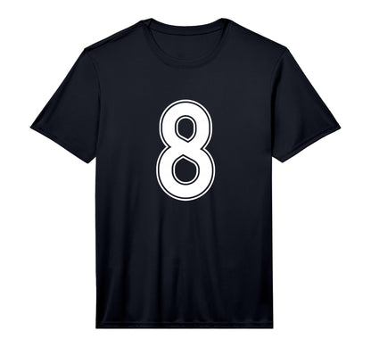 Sports Team White Number 8 Performance T-Shirt - Trendy Graphic Unisex - T-Shirt, Sweatshirt, Hoodie