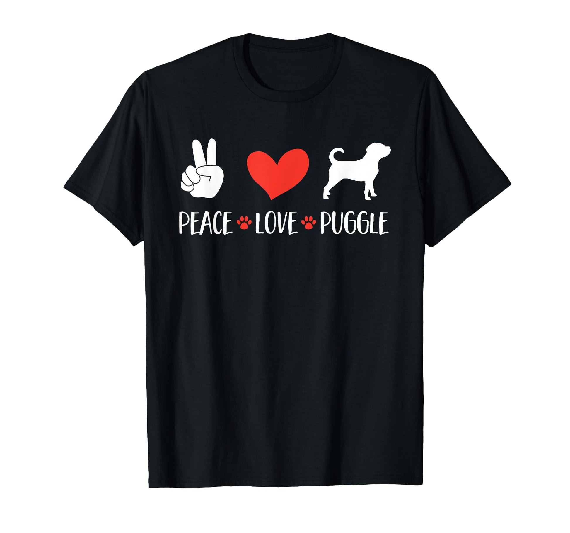 Funny Puggle Lover Peace Love Puggle T-Shirt - Minimalist Print Unisex - T-Shirt, Sweatshirt, Hoodie