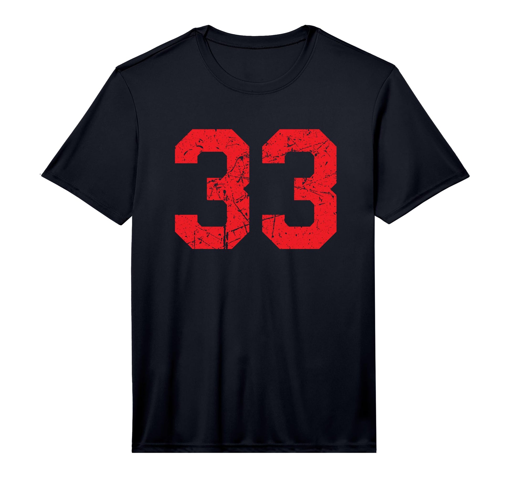 Distressed Red Sports Team Number 33 T-Shirt - Unique Graphic Unisex - T-Shirt, Sweatshirt, Hoodie