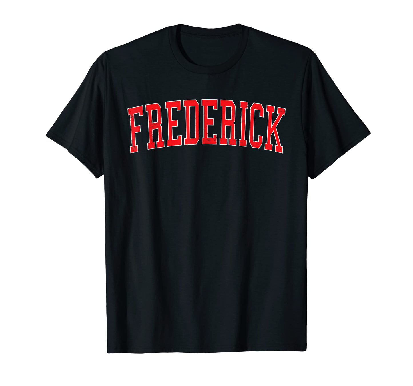 Frederick Md Varsity Red Text T-Shirt - Minimalist Print Men Women - T-Shirt, Sweatshirt, Hoodie