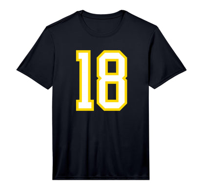 Number 18 Sports Team Yellow T-Shirt - Casual Everyday Wear Men Women - T-Shirt, Sweatshirt, Hoodie