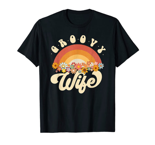 Groovy Wife Rainbow Colorful Flowers T-Shirt - Custom Art Print Men Women - T-Shirt, Sweatshirt, Hoodie